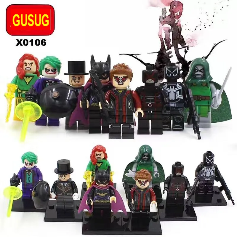 

GUSUG 8PCS X0106 Super hero Building Block Dolls Penguin Venom Cyclops Doctor Doom Joker Clown Batgirl Children Gift Toy