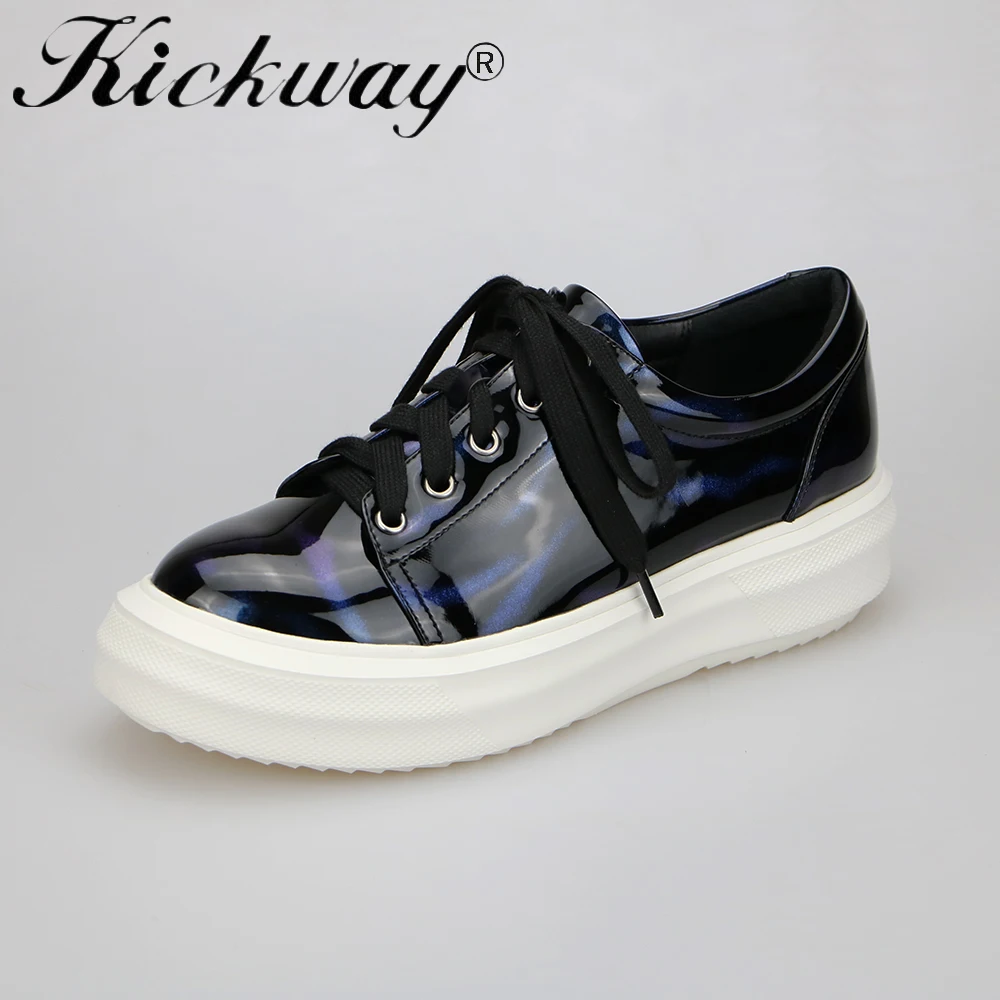 

Kickway women loafers platform comfort round toe lace up memory foam sock cushion non slip flexibility rubber foam sole casuals