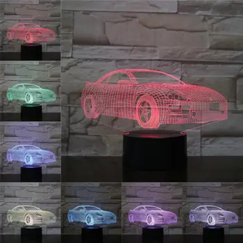 

NEW Race Sports Car 3D Lamp Night Light LED Bulb Multicolor Holiday Christmas Birthday Portable Gifts For Children Kid Toy