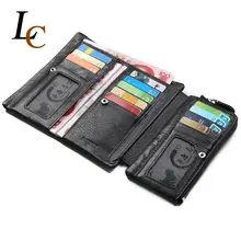Long Genuine Leather Wallet for Men Hight Quality Soft Brand Clutch Zipper Mens Wallet Fashion Leather