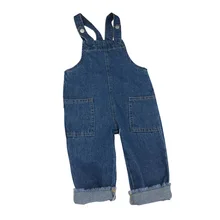 От 2 до 6 лет джинсовые комбинезоны для маленьких девочек модные корейские повседневные свободные детские комбинезоны для девочек джинсовые комбинезоны для малышей весенне-осенние штаны