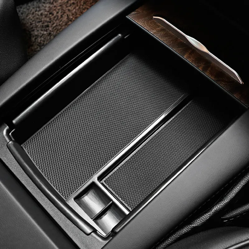 Black Central Armrest Storage Glove Box Organizer Holder Tray Cover For