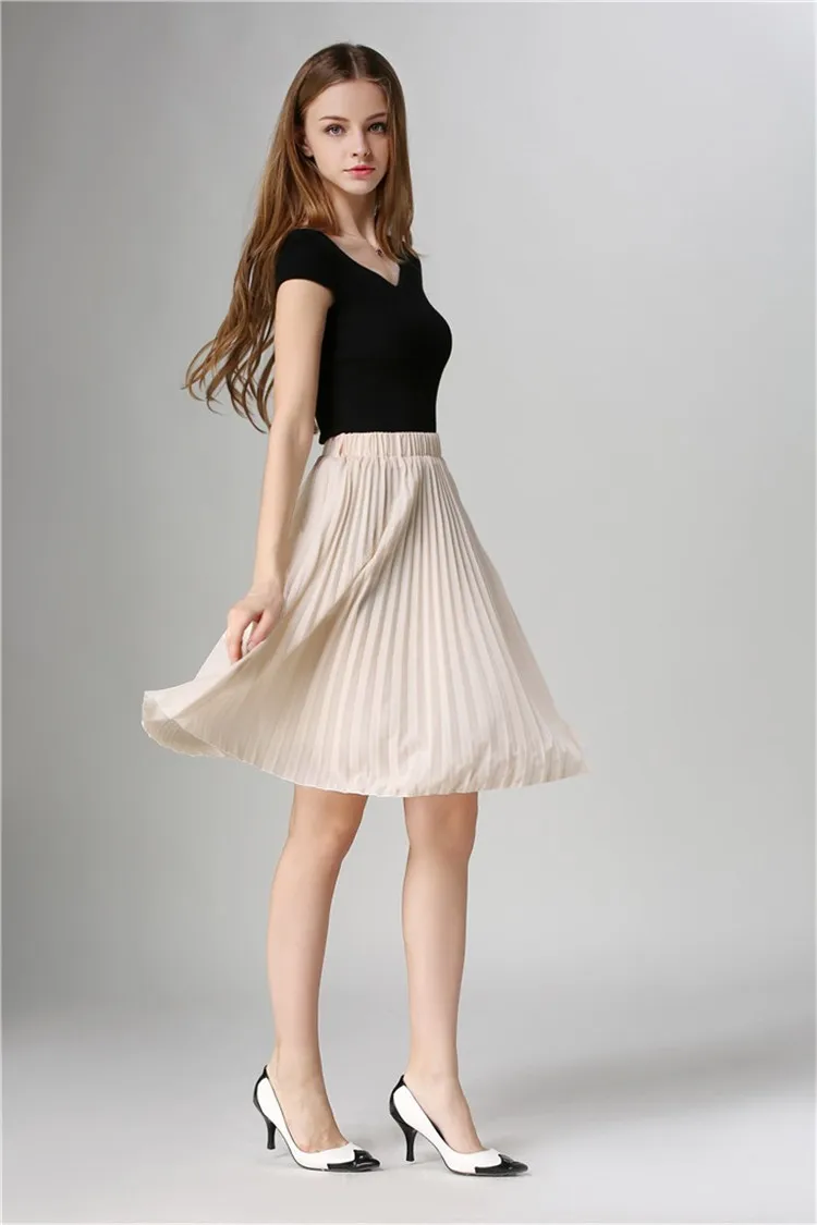 MWSFH винтажная юбка размера плюс, Новая Мода, Весенняя Повседневная плиссированная юбка средней длины до колена, бальное платье для скейтера, женские длинные юбки - Цвет: As Image