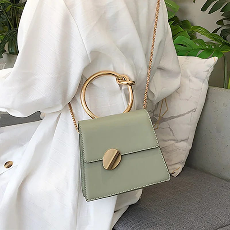 

ETAILL 2019 Top-Handle Golden Chain Women Messenger Bags Brand Gold Buckle Shoulder Bag Ladies Simple Tote Designer Handbags