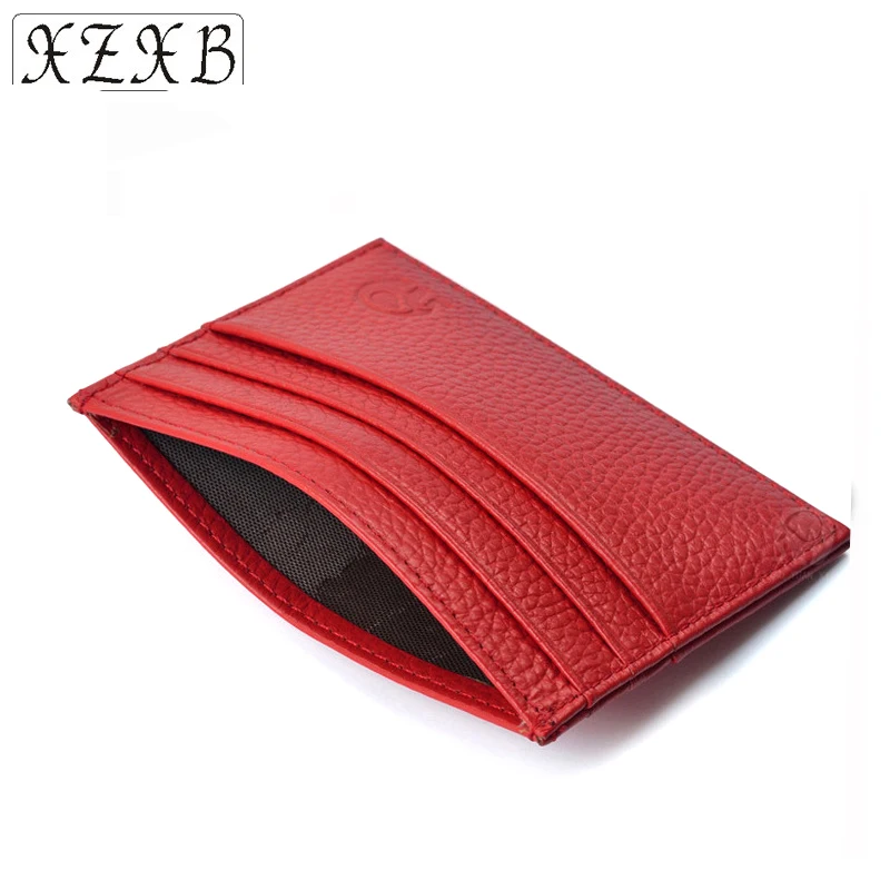 

XB Women Genuine Leather CardPack Thin Card Set Wallet Female Business ID Credit Cards Holder Hasp Cash Pocket Cardholder Bag