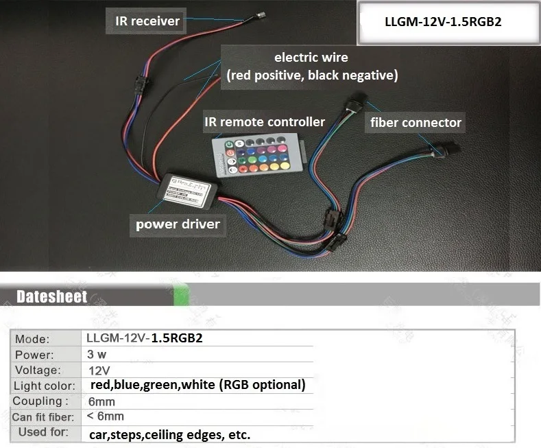 APP/IR пульт дистанционного управления 12 в 3 Вт Одноцветный или многоцветный RGB волоконно-оптический светодиодный светильник для двигателя с управлением через приложение для автомобиля