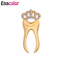 

Enacolor 2018 New Luxury Crown Tooth Brooch Pin Rose Gold Metal Crystal Collar Pin Women Corsage Broches Cordao Joias