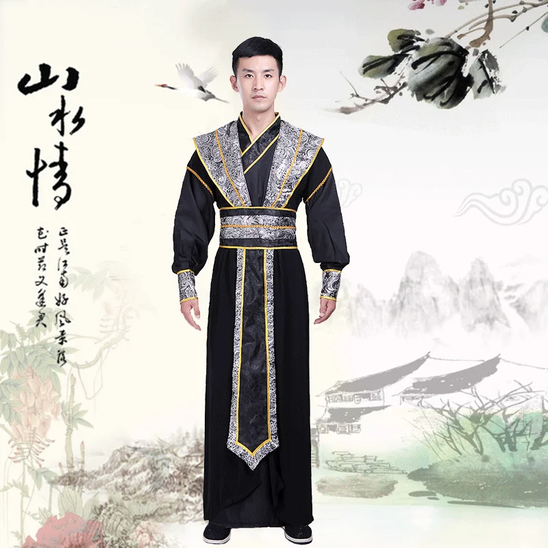 Hanfu мужской сценический костюм, костюм фехтовальщика Тан, одежда для женщин и мужчин, традиционный халат в китайском стиле, костюмы для выступлений - Цвет: as picture