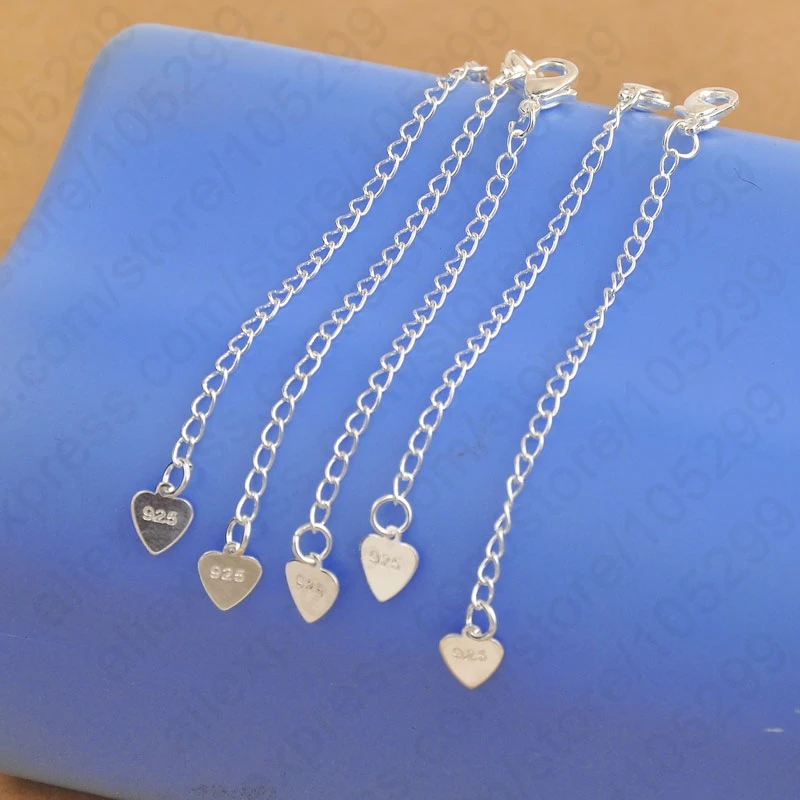 Wholesale-Jewelry-Findings-925-Sterling-Silver-Extension-Tail-Chains-With-Heart-Tag-Lobster-Clasps-For-Necklace (1)