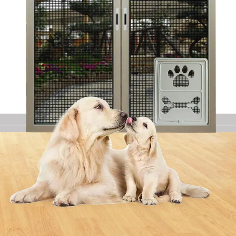 Controllable Lockable Plastic Pet Dog Cat Door For Screen Window