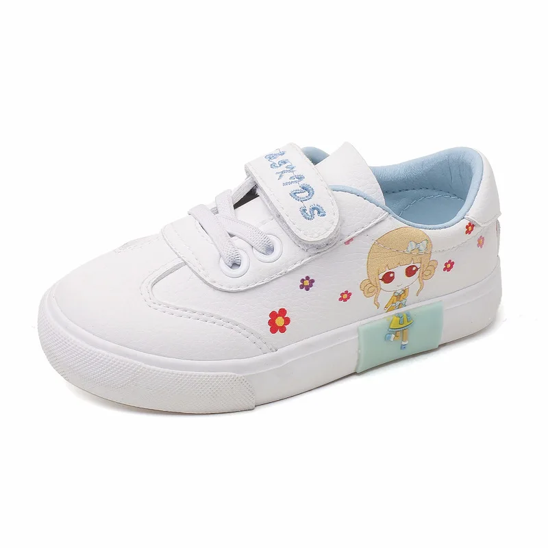Blue Shoes Детские кроссовки; сезон весна; Новинка года; милая Вулканизированная обувь с героями мультфильмов для маленьких принцесс; дышащая Белая обувь для маленьких девочек - Цвет: Blue Shoes