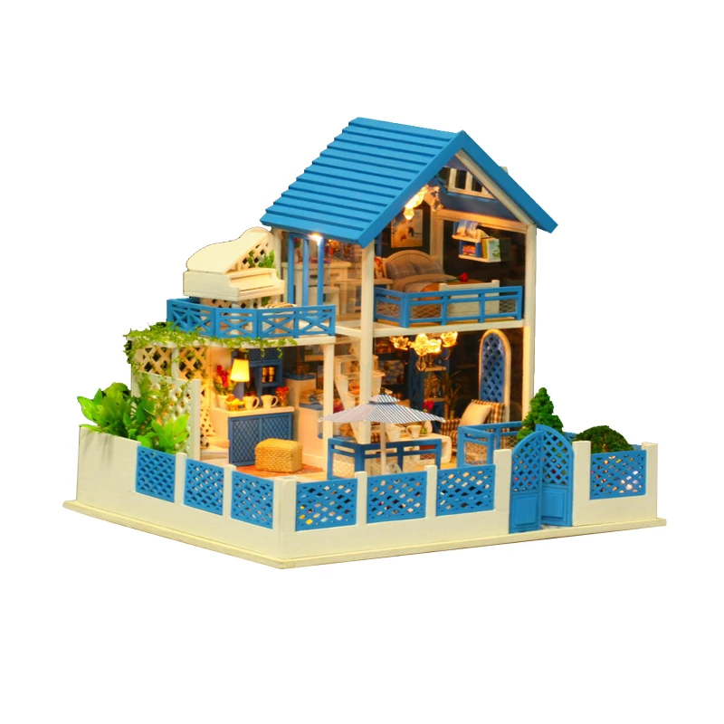 Создание кукольного домика iiE мебель с садом город игрушки для девочек детский