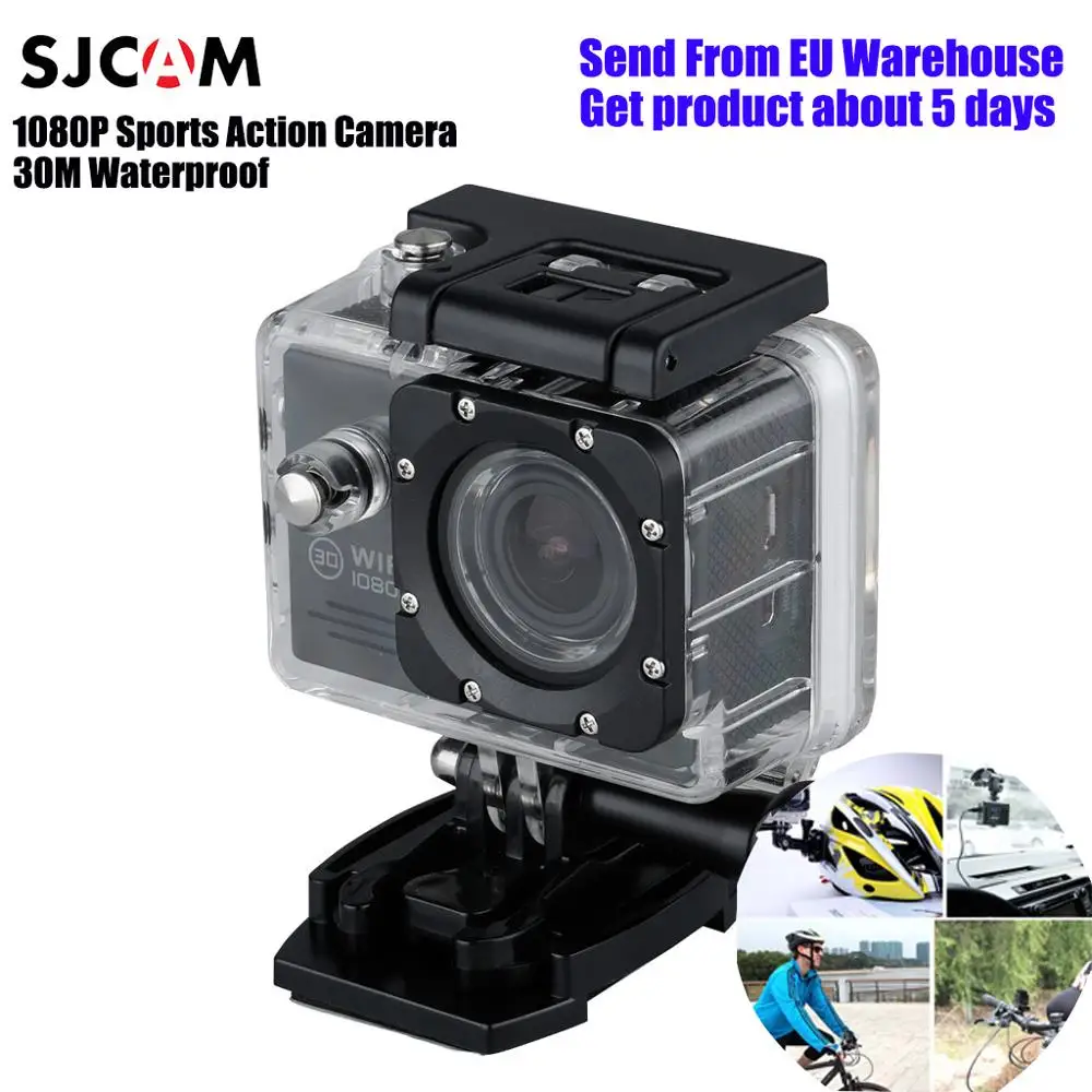 Спортивная экшн видеокамера Sjcam 2 0 дюйма с защитой от тряски 12 Мп Full HD 1080 P 170 ° wifi 30