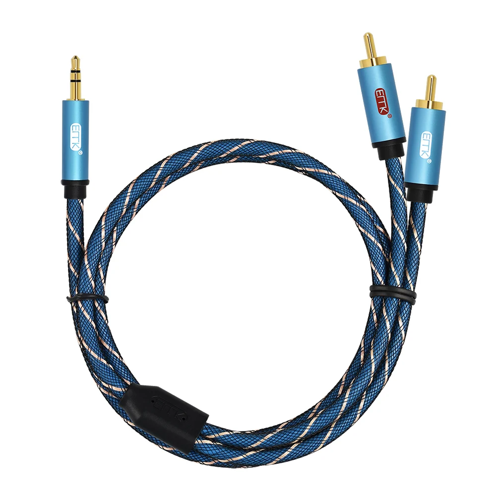 EMK Jack 3.5mm to RCA Hifi Splitter Audio Cable Car PC Earphone Sound box 3.5 to 2 RCA Speaker Cable 1M 2M 3M 5M