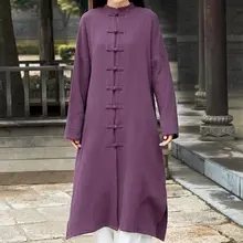 Летняя и весенняя красная/фиолетовая Женская хлопковая и льняная куртка для ушу кунг-фу костюм tai chi халат zen nun одежда для восточных единоборств униформа