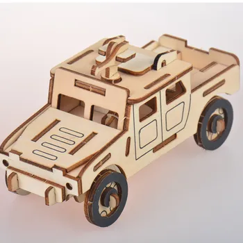 

3D Puzzle Model Kit DIY Assembly Wood Car Jigsaw Woodcraft Set Kids Toys-40