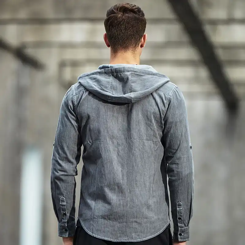 denim hoodie shirt