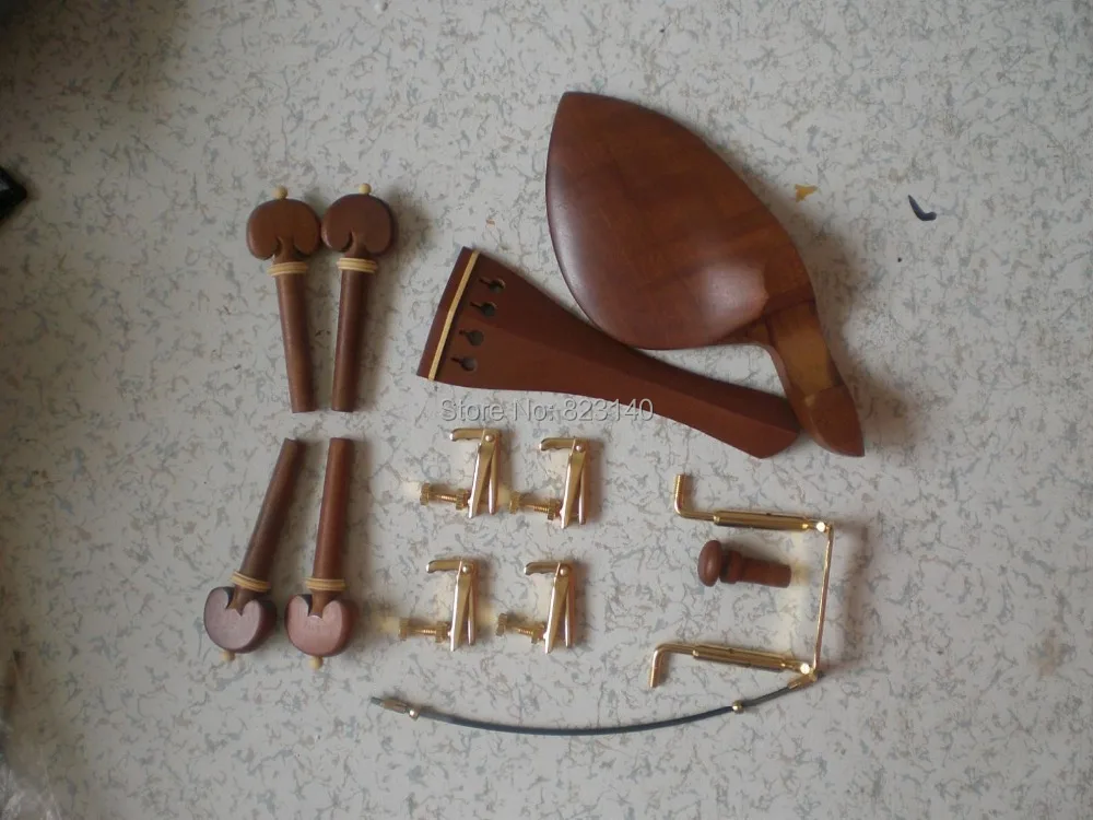 3 Set Jujube Violin fitting 4/4 with Gold color fine tuner & tail gut
