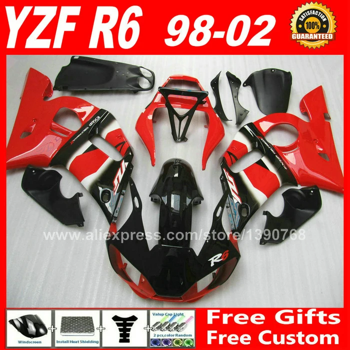 OEM Красные Обтекатели подходят для YAMAHA R6 1998 1999 2000 2001 2002 пластиковые детали 98 99 00 01 02
