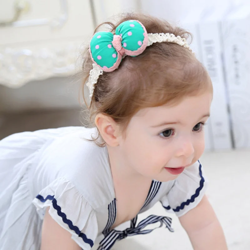 1Bowknot Bag Baby Girl Headbands Elastic Comfortable Kids Hair Band Headdress Dress Up Sweet Lace Colorful Headwear for Infant Toddler