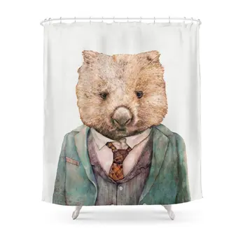 

Wombat Shower Curtain Waterproof Polyester Fabric Bathroom Decor Multi-Size Printed Shower Curtain with 12 Hooks