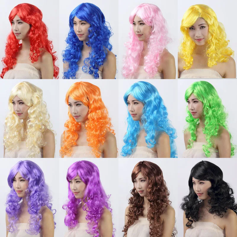 

Hot sale 1 PCS Long Curly wig Cosplay Wigs Straight Short Wigs Christmas Carnival Makeup Party dance Club Synthetic Girls Female