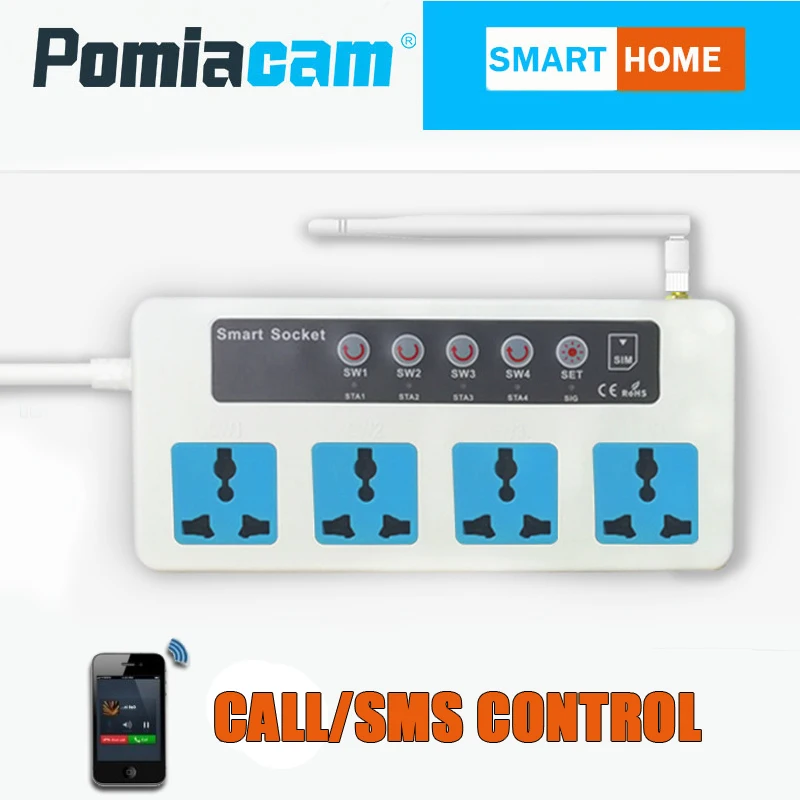 SC3 GSM SMS Remote socketControl Wireless 4 Outlets Smart Switch Power Plug socket module controller With temperature sensor 10A