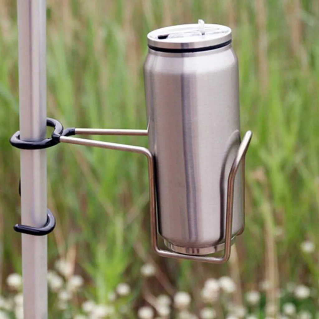 

MagiDeal Portable Drink Bottle Cup Holder Stand Stainless Steel for Outdoor Camping Picnic BBQ and Indoor Kitchen Uses
