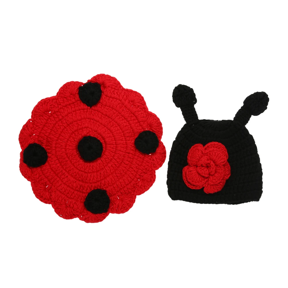 

Baby Photo Props Newborn Infant Cute Wool Knit Ladybug Costume Hat Shell Birthday Party Baby Shower Photography Prop FCI#