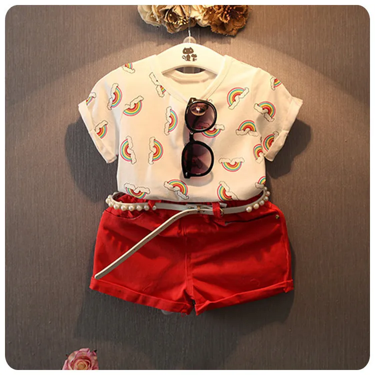 

2016 Children's Garment Wear New Pattern Girl Baby Rainbow Pity Leisure Time Base Bottoming Unlined Garment Undershirt Tide