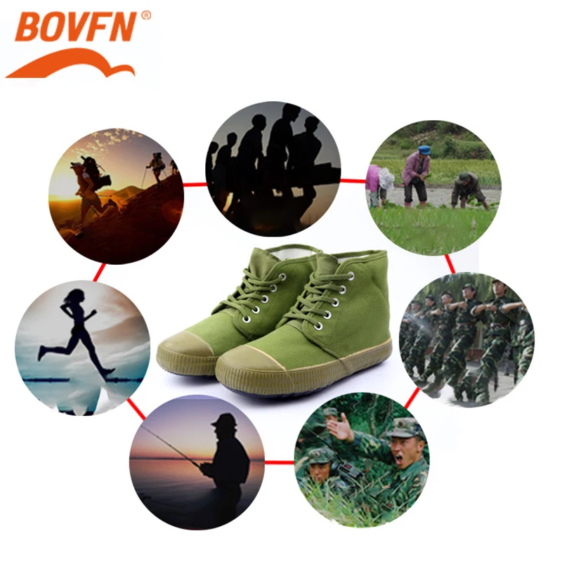  Hot Sales Army Green Man High-top Non Slip Safety Canvas Shoes Wear-resistant Rubber Farmland Worke