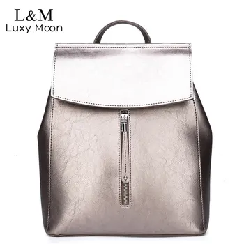 

Fashion Designer Women oil Leather Backpack Shoulder School Bags for Teenagers Travel Female Knapsack Backpacks Mochila XA301H