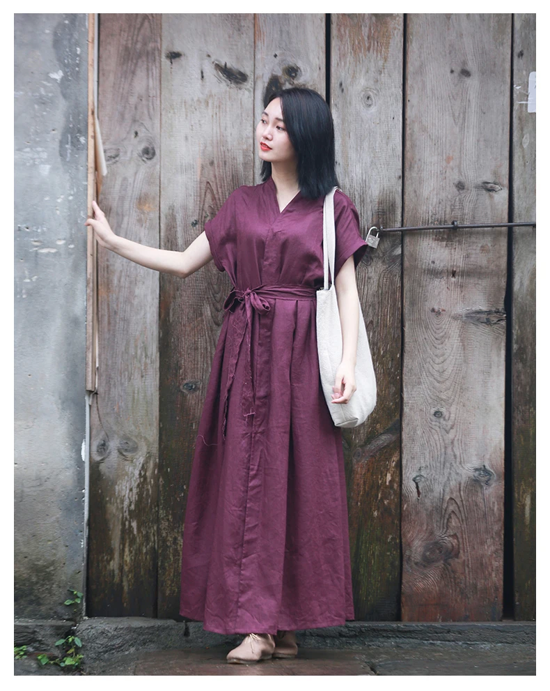 v neck linen dress (4)