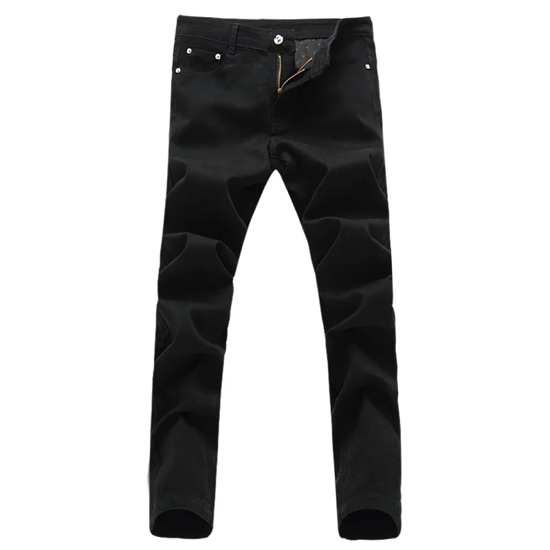 2017 New Stretch Skinny Men Solid Color Jeans Fashion Casual Black and White Pencil Jeans stretch jeans