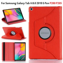 360 Rotating Case For Samsung Galaxy Tab A 8.0 S Pen P200 P205 SM-P200 SM-P205 Smart Auto Sleep / Wake Stand Leather Cover