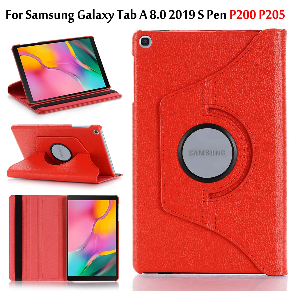 

360 Rotating PU Leather Case For Samsung Galaxy Tab A 8.0 2019 whit S Pen P200 P205 Cover SM-P200 SM-P205 Sand Holder Funda
