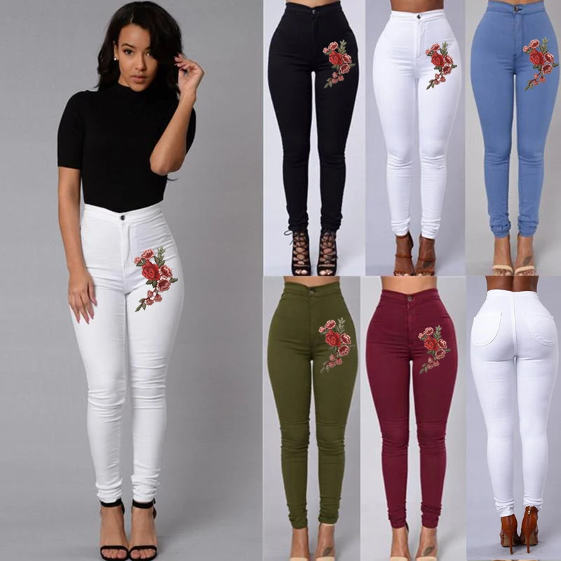 

2019 Large code Solid Wash Skinny Jeans Woman High Waist winter Denim Pants Plus Size Push Up Trousers warm Pencil Pants Female