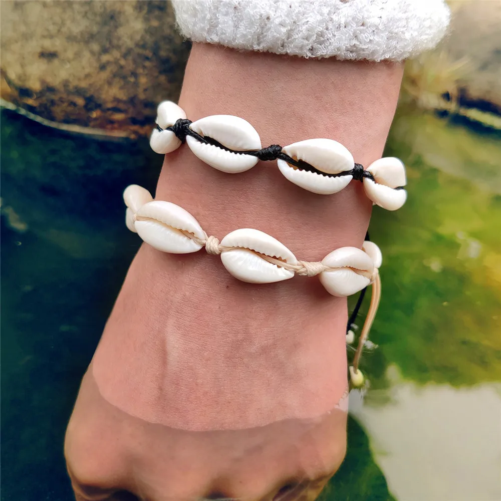 

Miss JQ Handmade Natural Shell Charm Bracelets For Women Adjustable Weave Rope Chain Bracelets & Bangles Boho Jewelry armband