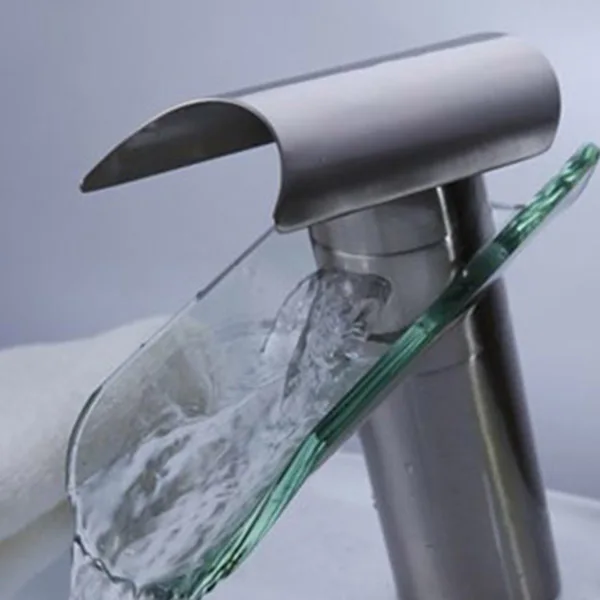 Одна ручка стеклянный водопад ванная комната кухонная раковина круглый бассейн кран Однорычажный смеситель кран