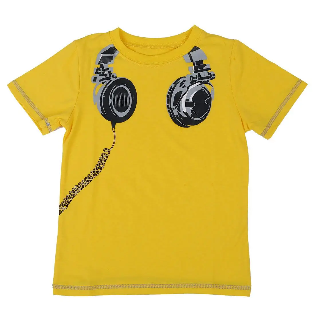 

Baby Headset Kids Baby Boys Toddler Round Neck Top T-Shirts Yellow