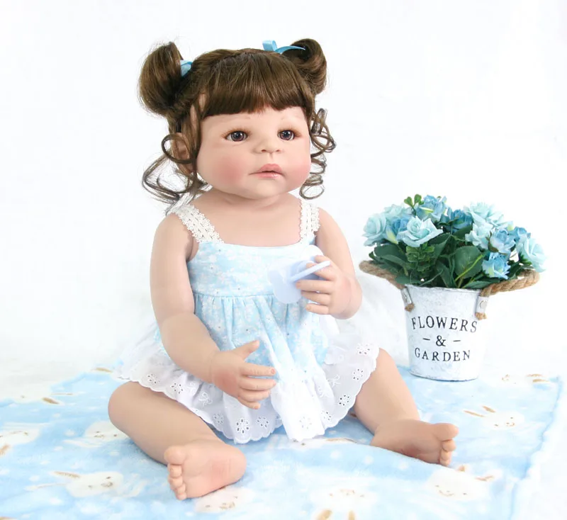 55 см полное тело силиконовые Reborn Baby Doll Игрушки для девочек Bonecas 22 дюймов виниловые Новорожденные принцесса Bebe живые Младенцы подарок на день рождения