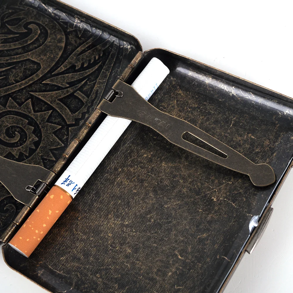  ONUOSS Bronze Vintage Metal Cigarette Case Holder Pattern 16 PCS Tube Cigar Retro Metal Cigarette P