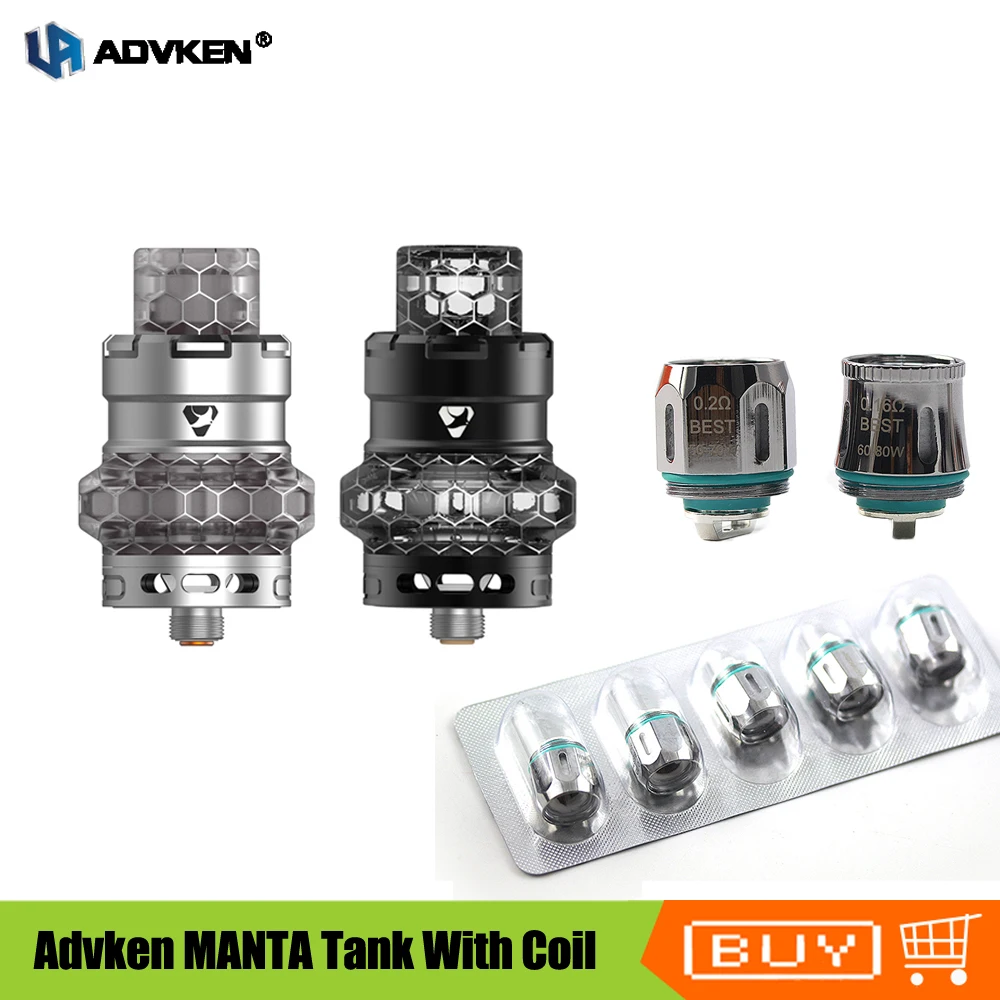 Оригинальный Advken Манта Tank 24 мм с сеткой катушки 0.16ohm 0.2ohm sub Ом атомайзер Kit