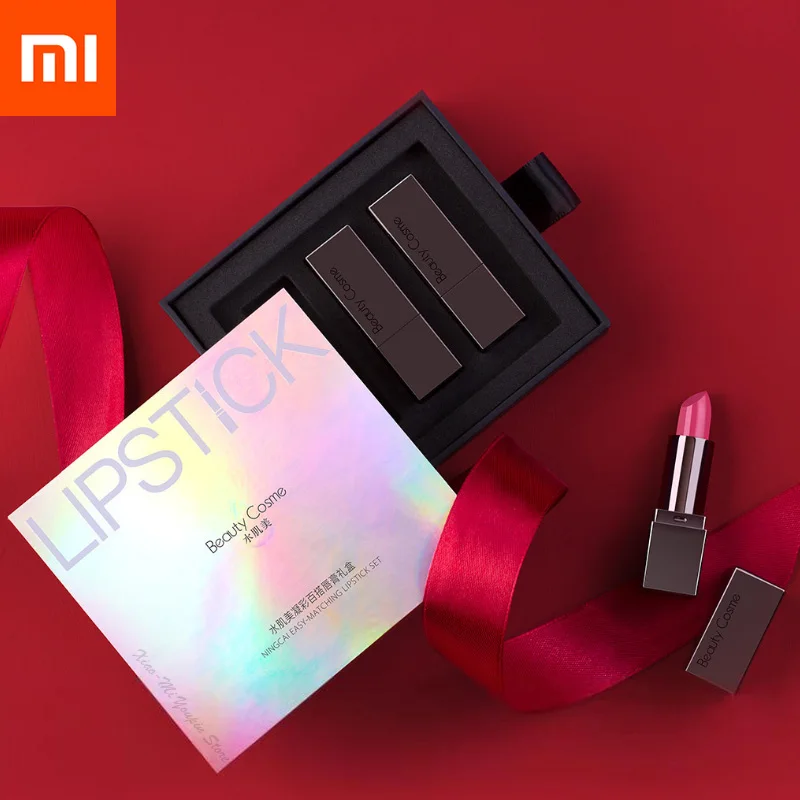 

Xiaomi Mijia Beauty Cosme Lipstick Gift Box 3 Color In 1 Rose Red, Bean Paste Powder, Pumpkin Orange For Lady Variety Style