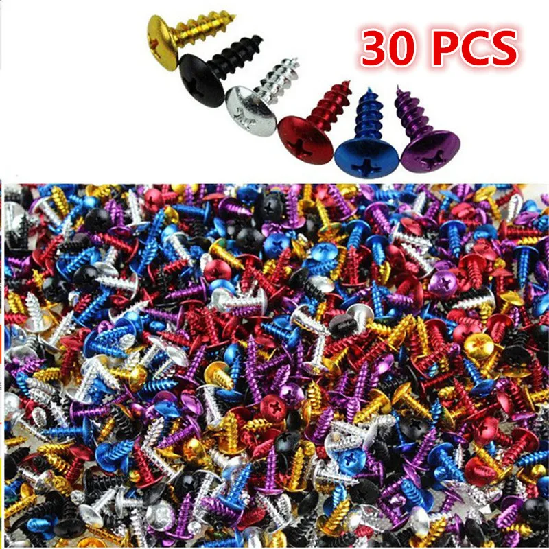 

30 PCS 2CM colorful motorcycle screw decal accessories universal parts motorbike Frame fixed scooter Nuts Bolts moto tip