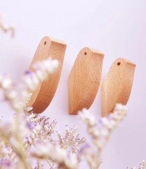 

collalily Nordic Beech Wood Modern Design Wall Door clothes Robe Hook Rack for corridor room Bird Hook coat Rails Decor