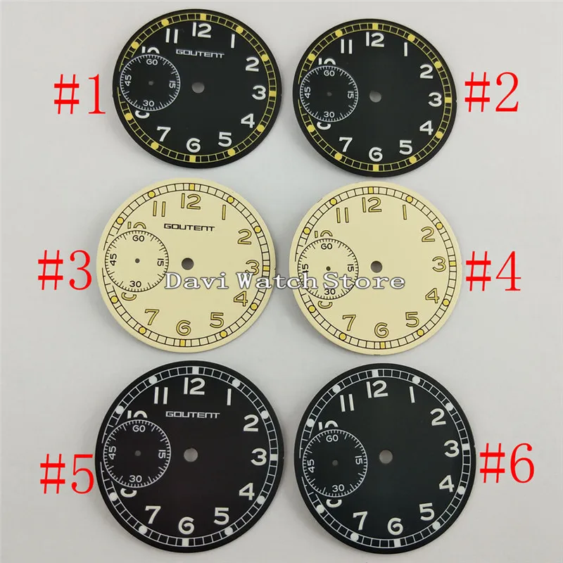 36,8 мм Мужские часы с циферблатом, светящийся циферблат, подходит для ETA 6497 Чайка ST36 механизм A794