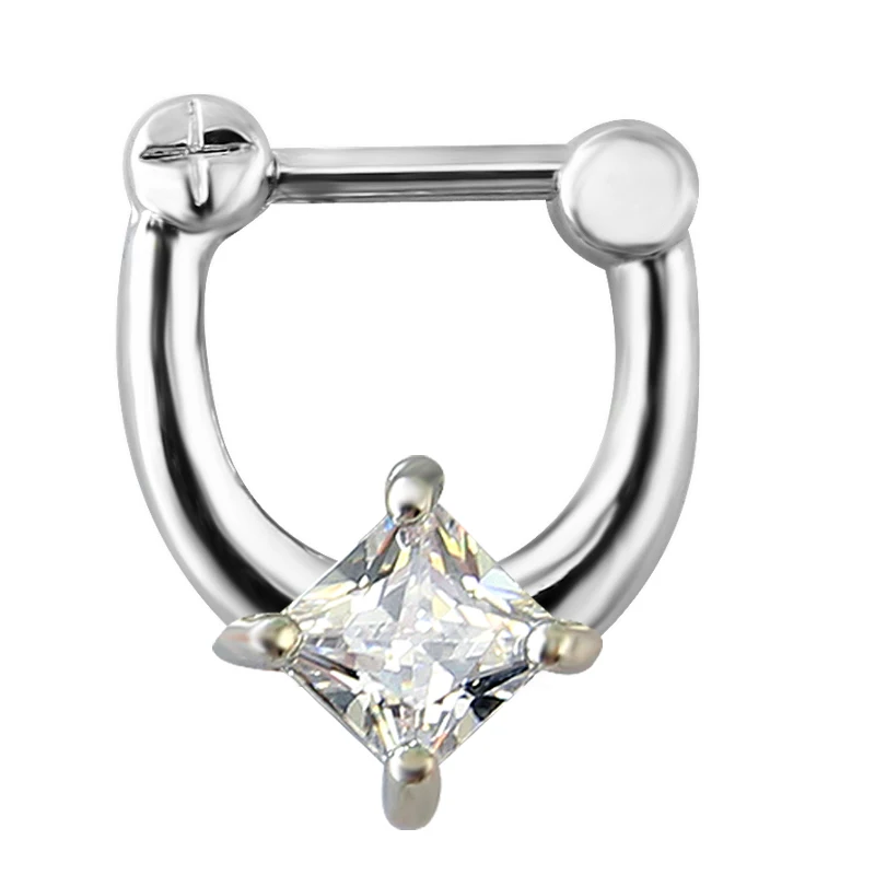 Buy 16g Septum Ring With White Zirconia Stainless Steel Nose Hoop Rings Women