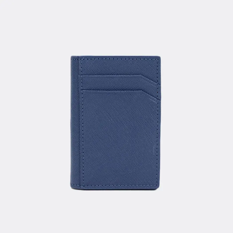 Монограмма унисекс saffiano Кожа Визитница для мужчин двойные кредитные кошелек с отделами для карт - Цвет: blue