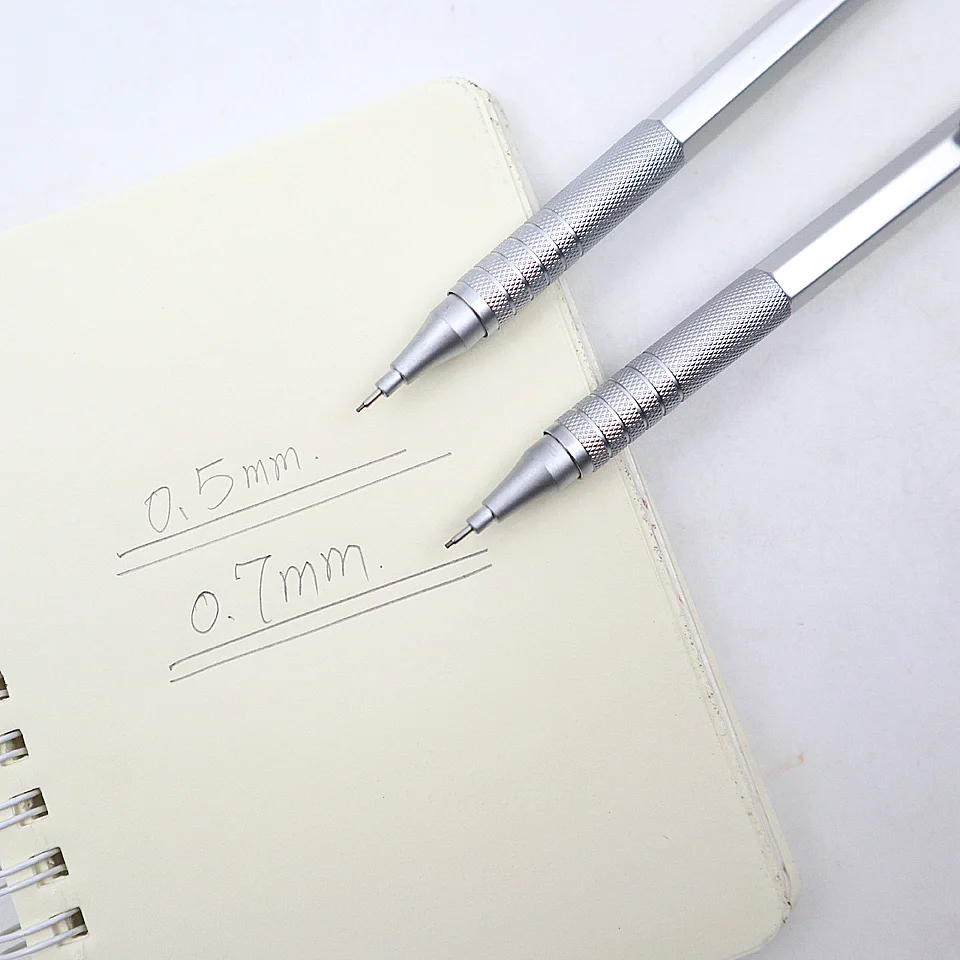 M& G полностью металлический механический карандаш 2B 0,5~ 0,7 мм, высококачественный Серебряный Автоматический карандаш для профессионального письма
